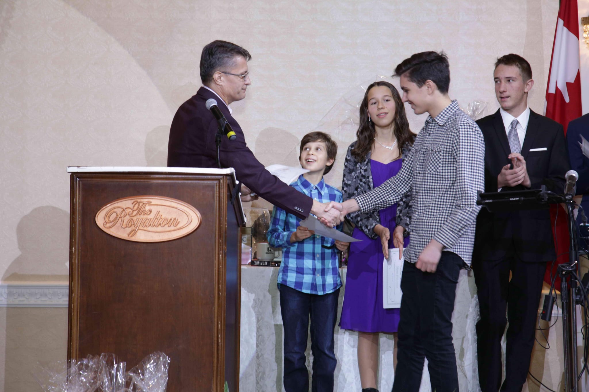 Students at an awards ceremony