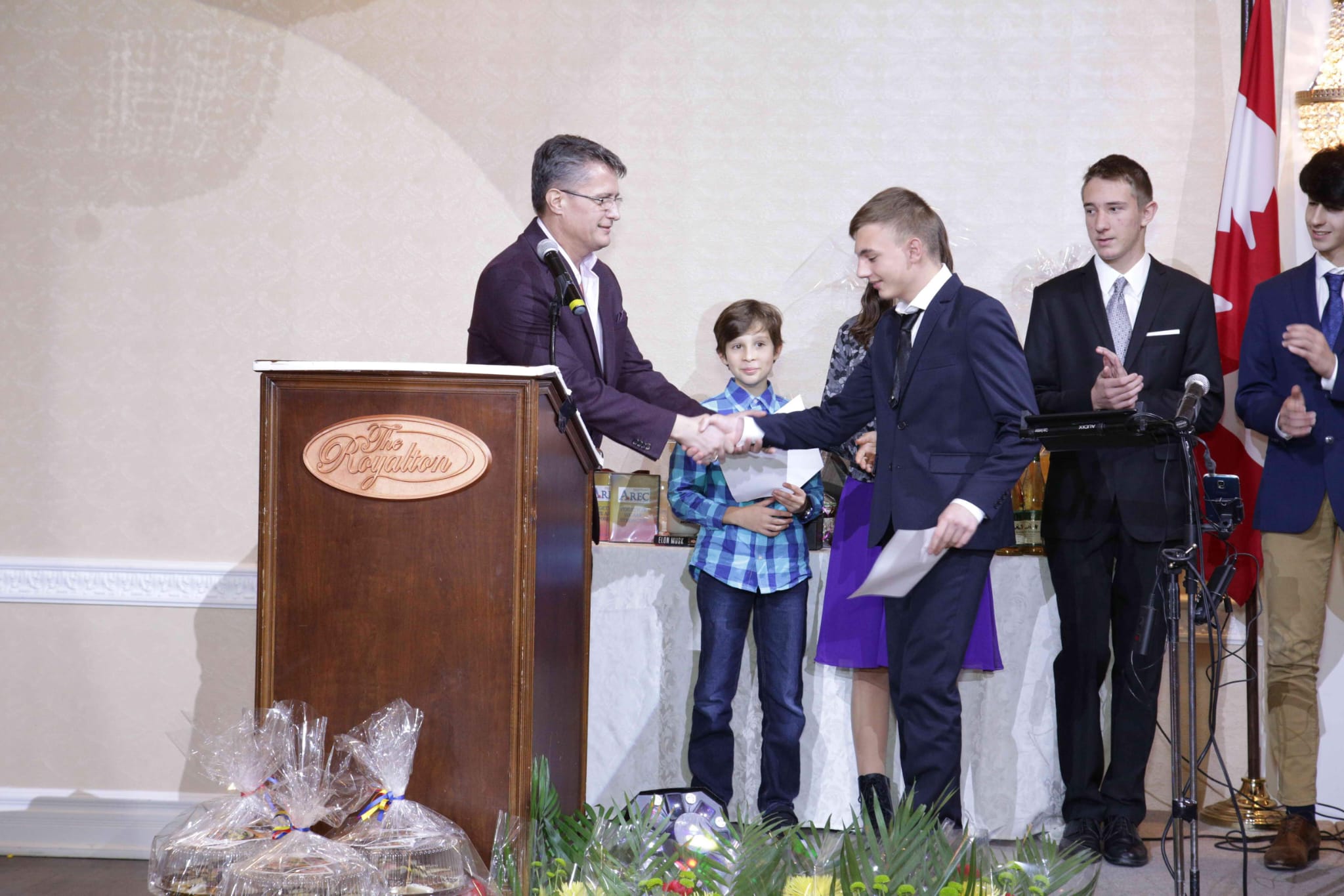 Students at an awards ceremony