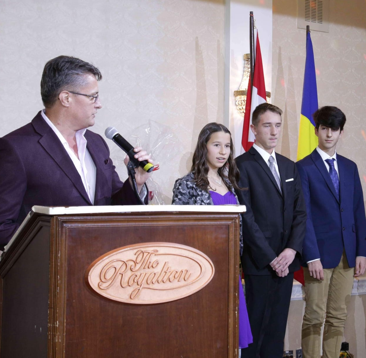 Students at an awards ceremony